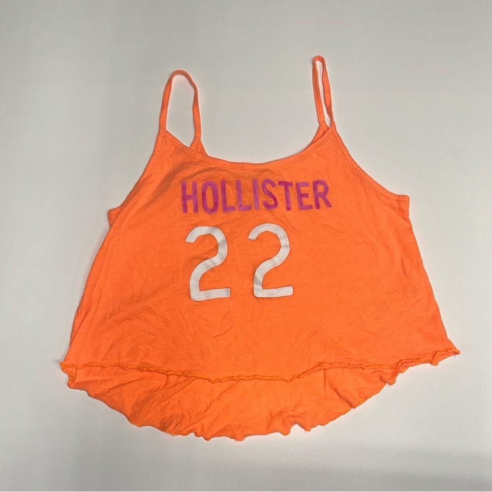 Hollister Bright Orange Tank with Purple and White Print